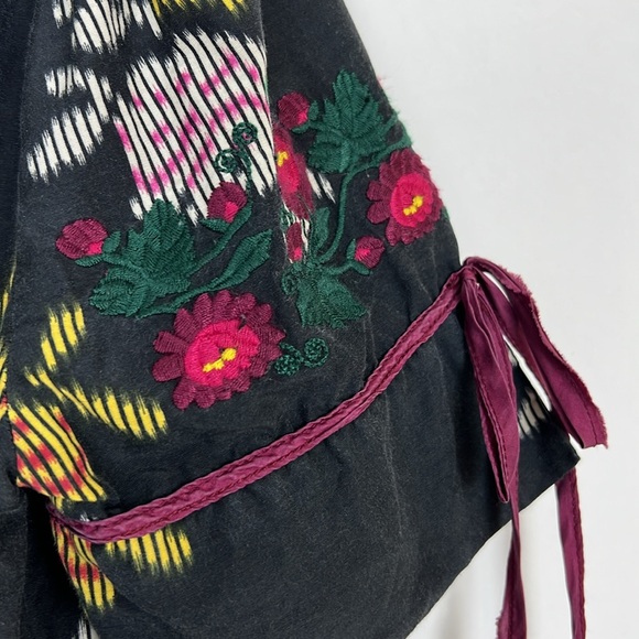 Anthropologie Floreat Black Floral Top Embroidered Sleeves Silk Blend Sz… - Picture 10 of 14